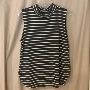 ann taylor grey and white striped tank top